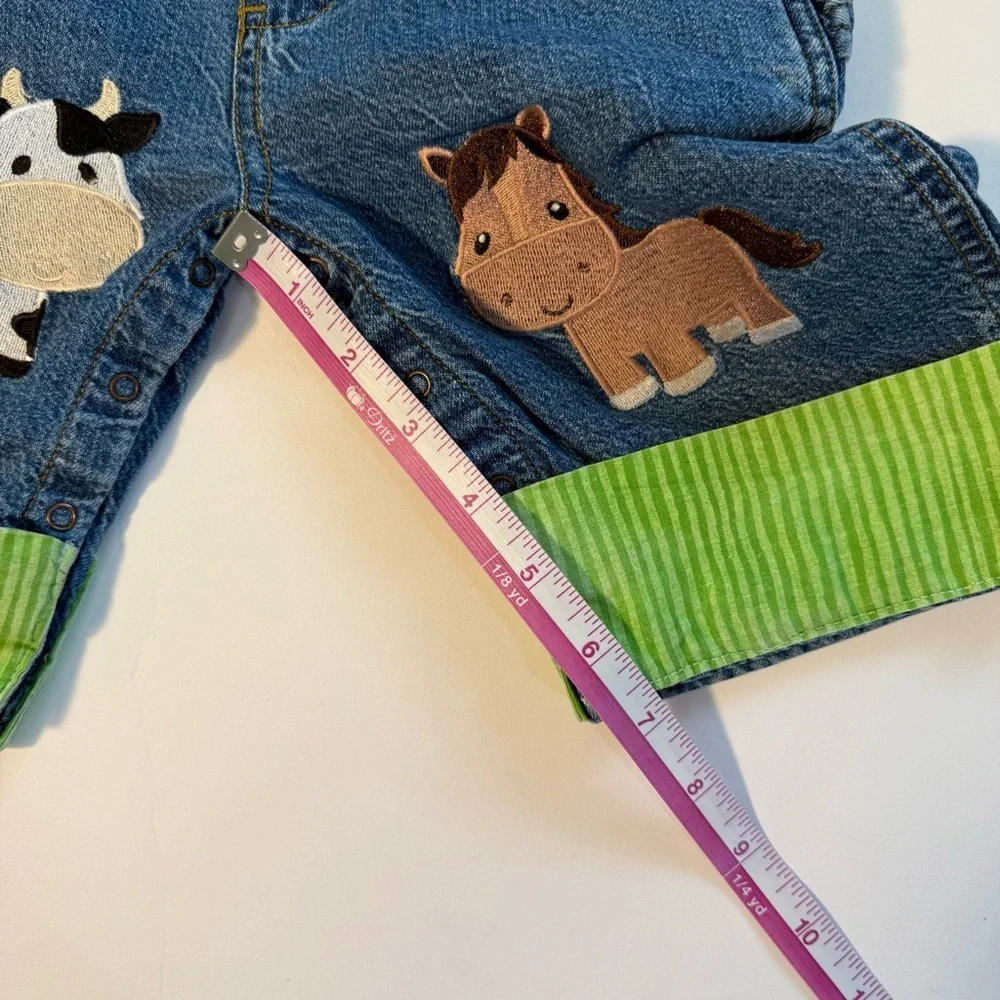 Baby gap Denim Overalls Farm Appliqués‎ embroidery handmade 6-12 months boy